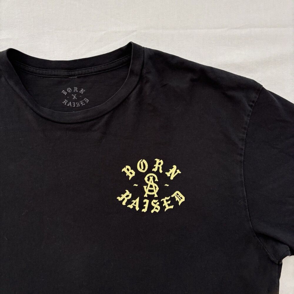 Born x Raised “SA” Black XL T-Shirt Gothic Logo Streetwear Rare Vintage Style - Picture 4 of 9